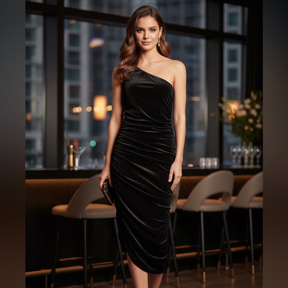 Gibson Latimer Sparkly Beautiful 1 Shoulder Long Dress size XL Bin O